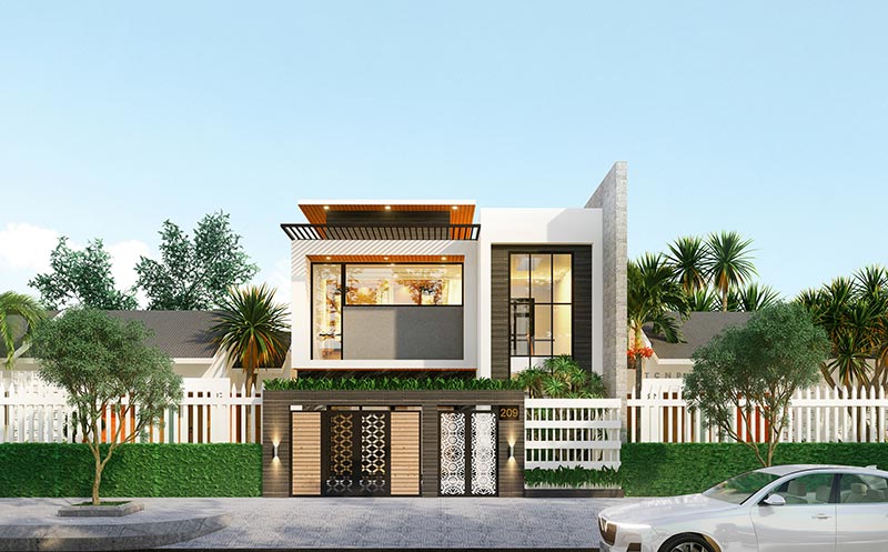 Mau nha 2 tang mat tien 8m hien dai 8x17m atz luxury