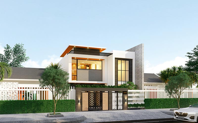 Mau nha 2 tang mat tien 8m hien dai 8x17m atz luxury