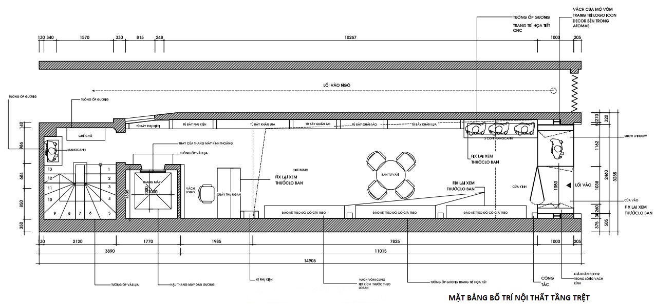 Thiết kế cửa hàng áo dài Byfas
