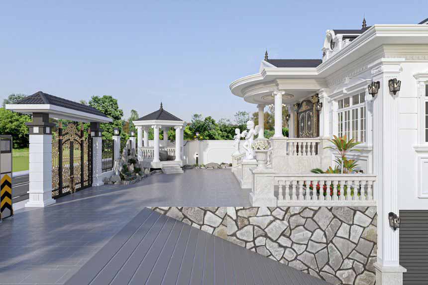 mẫu thiết kế biệt thự 1 tầng 2 phòng ngủ