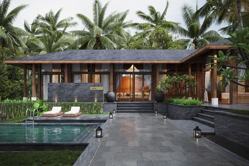 thiết kế biệt thự nghỉ dưỡng 1 tầng