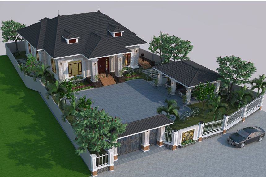 biệt thự sân vườn 1 tầng đẹp