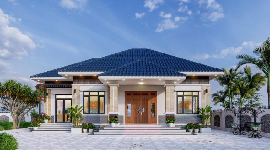 Thiết kế biệt thự vườn mái Nhật 1 tầng hiện đại