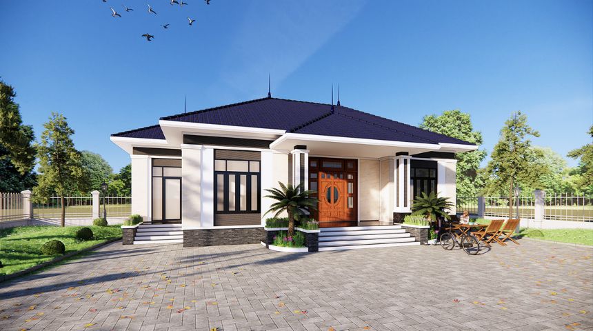 Villa nhà vườn 1 tầng mái Nhật