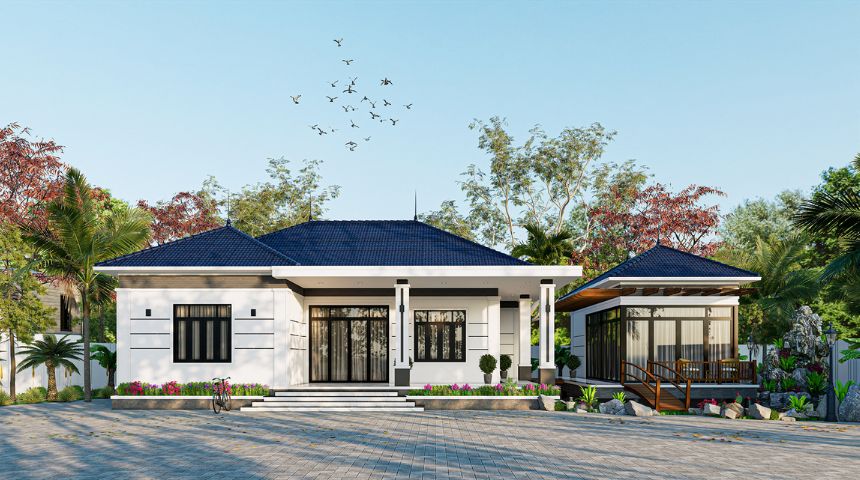 biệt thự vườn 1 tầng mái Nhật