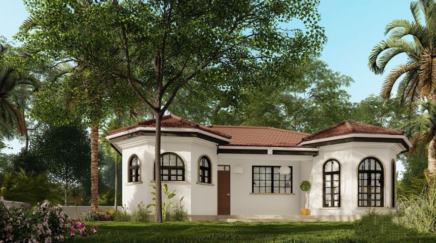 biệt thự 1 tầng phong cách địa trung hải