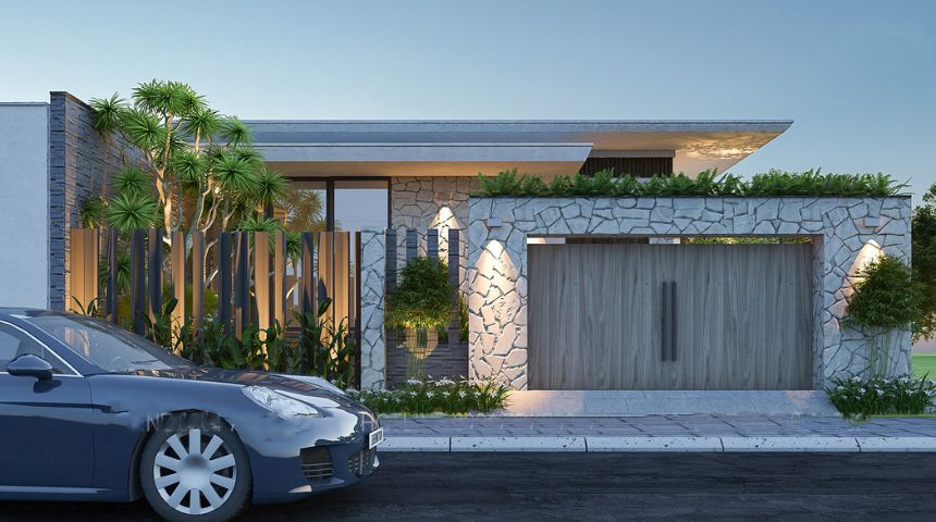  biệt thự vườn 1 tầng 3 phòng ngủ mái bằng