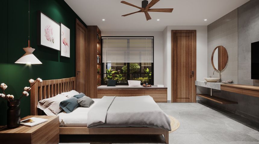 mẫu biệt thự vườn 1 tầng 3 phòng ngủ mái bằng