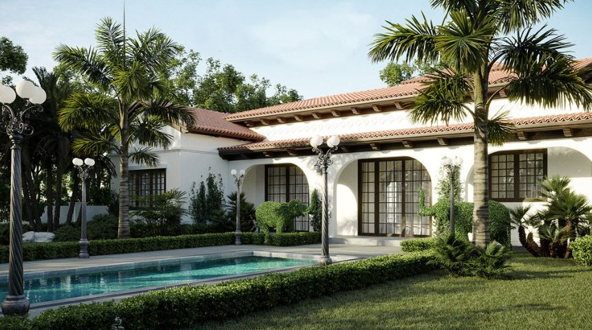 biệt thự 1 tầng phong cách địa trung hải