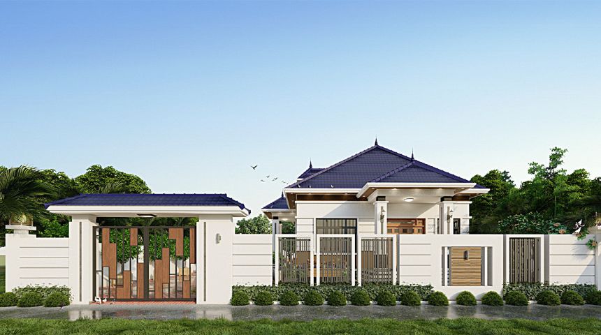 Thiết kế biệt thự vườn 1 tầng mái Nhật đẹp