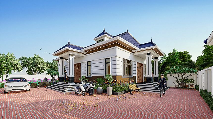 Mẫu biệt thự vườn 1 tầng mái Nhật