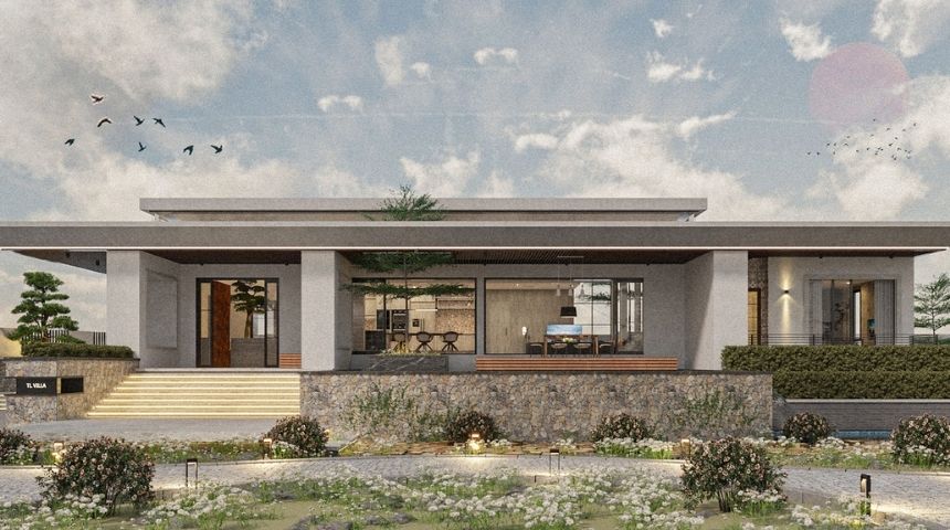Mẫu biệt thự vườn 1 tầng hiện đại 300m2
