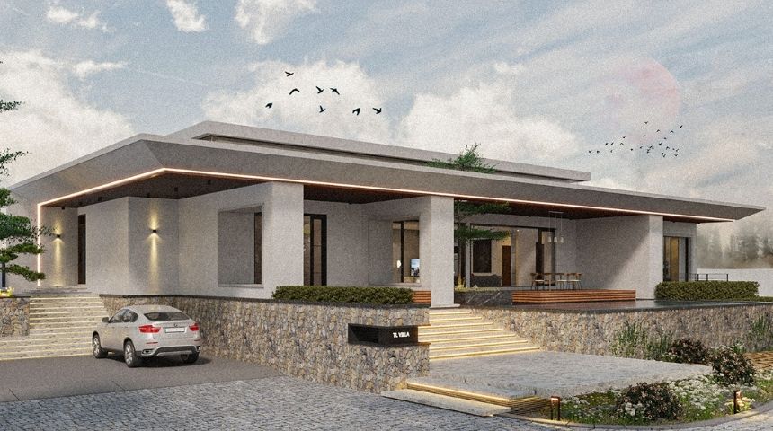 biệt thự vườn 1 tầng hiện đại 300m2