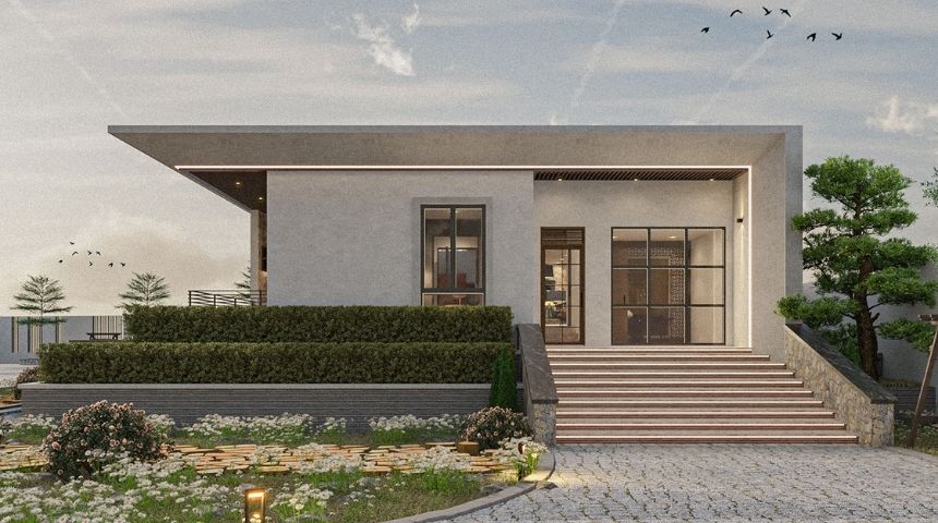 biệt thự vườn 1 tầng hiện đại 300m2
