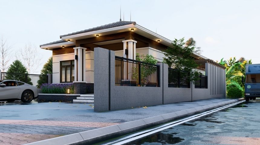 biệt thự một tầng mái nhật