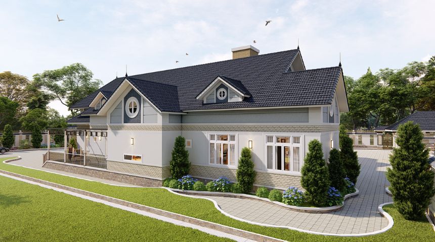 thiết kế biệt thự nghỉ dưỡng 1 tầng