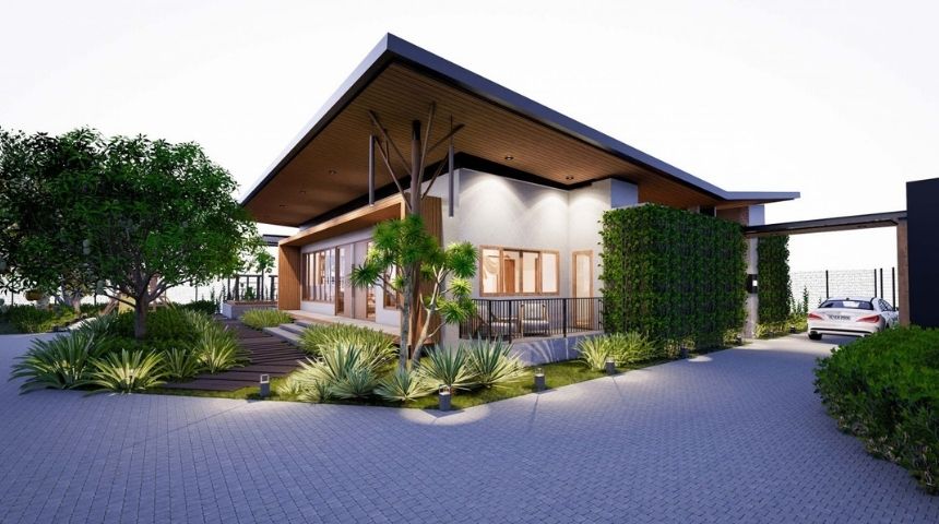 biệt thự vườn 1 tầng hiện đại 300m2