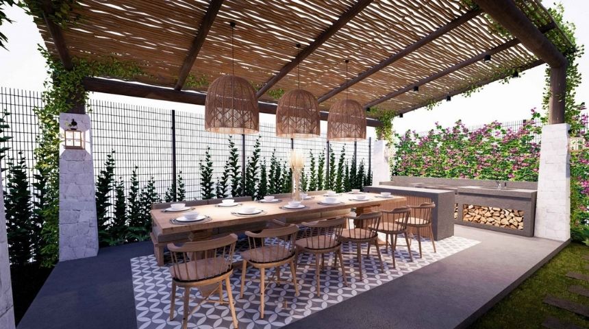 thiết kế biệt thự nhà vườn 1 tầng hiện đại 300m2