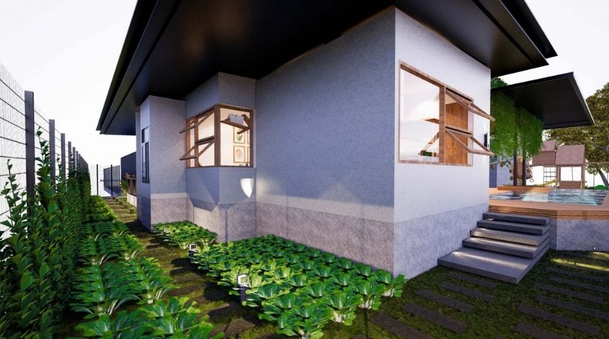 biệt thự sân vườn 1 tầng hiện đại 300m2