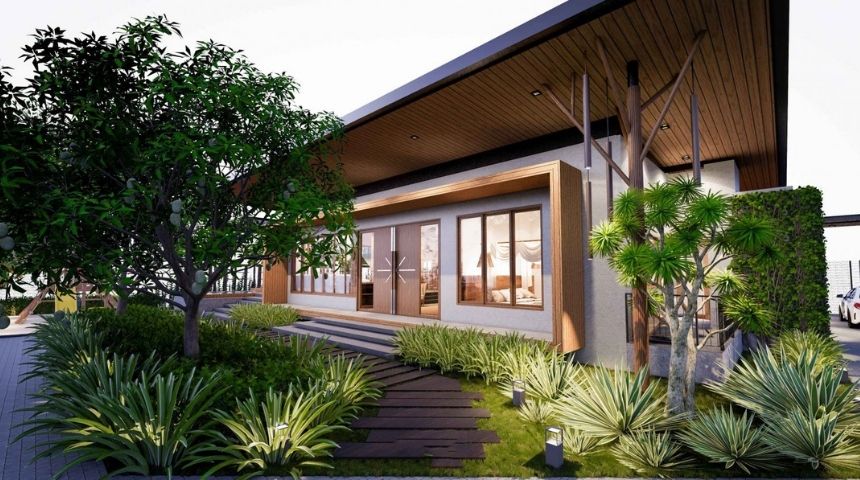 Thiết kế biệt thự vườn 1 tầng hiện đại 300m2