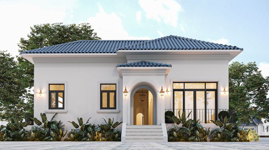 biệt thự 1 tầng phong cách địa trung hải đẹp