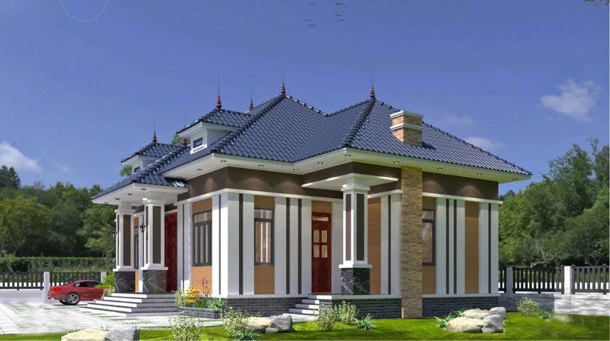 biệt thự vườn 1 tầng mái Nhật