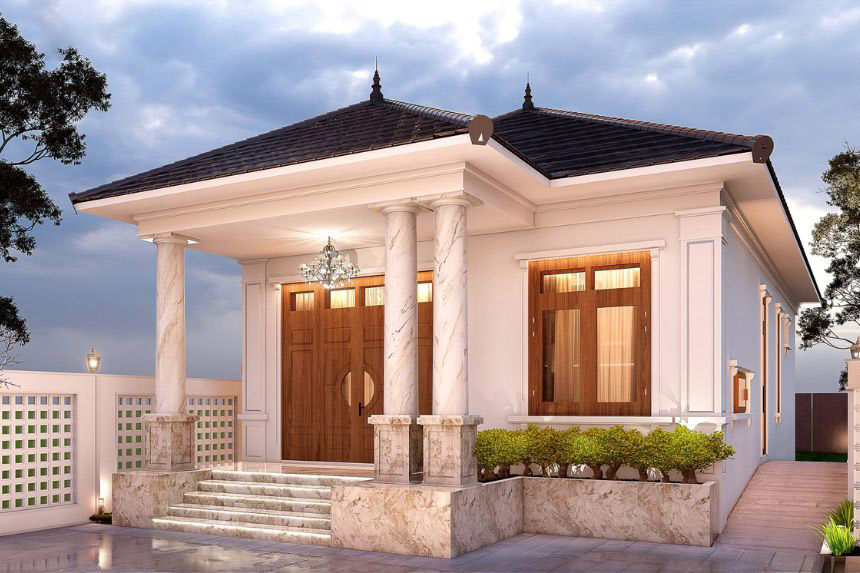 mẫu biệt thự vườn mini 1 tầng hiện đại