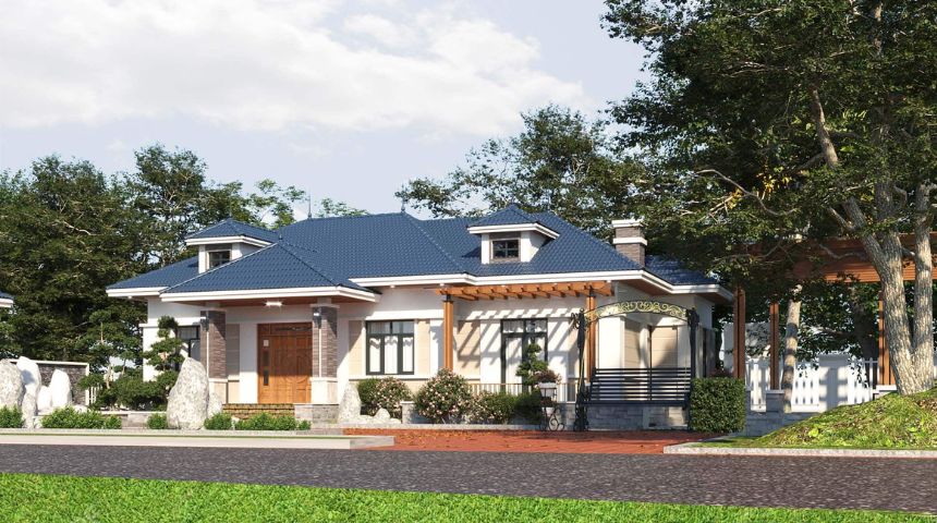 mẫu biệt thự vườn mái Nhật 1 tầng hiện đại
