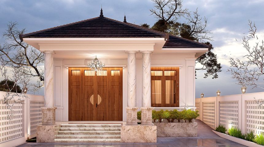 Thiết kế biệt thự nhà vườn mái Nhật 1 tầng hiện đại