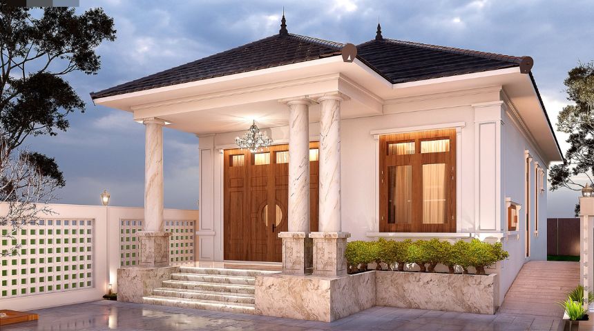 Thiết kế biệt thự vườn mái Nhật 1 tầng hiện đại