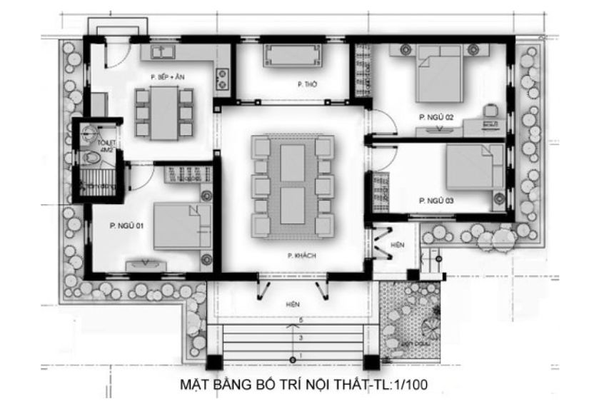 thiết kế biệt thự vườn mini 1 tầng hiện đại