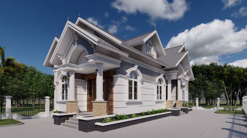 biệt thự vườn 1 tầng 3 phòng ngủ mái Thái