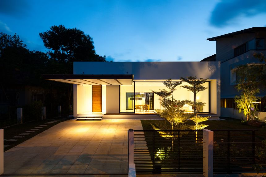 thiết kế biệt thự vườn 1 tầng 3 phòng ngủ mái bằng