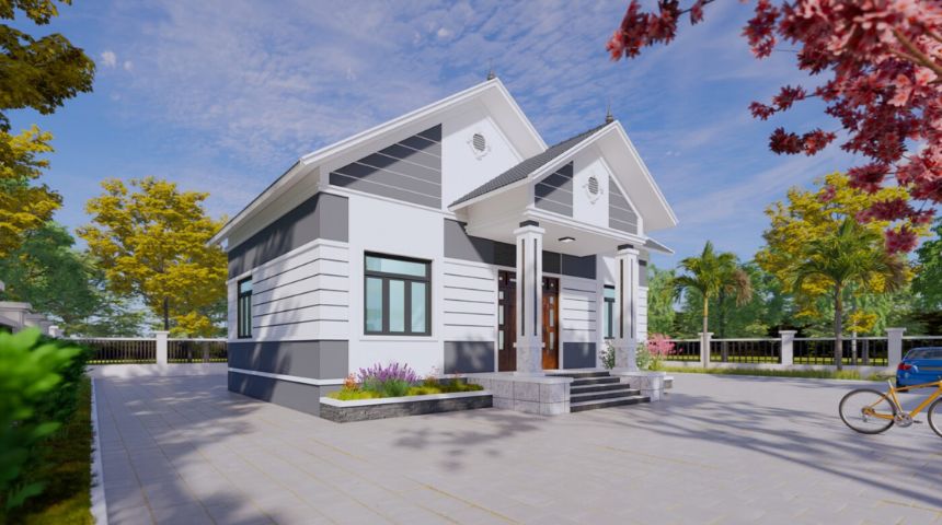 mẫu biệt thự vườn 1 tầng 3 phòng ngủ mái Thái