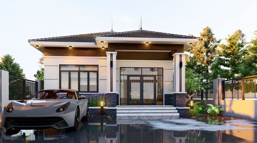 biệt thự vườn 1 tầng mái Nhật