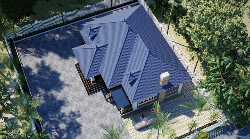 Thiết kế biệt thự nhà vườn mái Nhật 1 tầng hiện đại