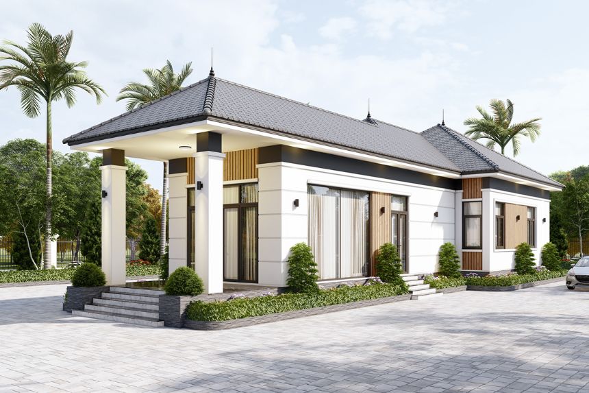 Mẫu biệt thự vườn mini 1 tầng hiện đại