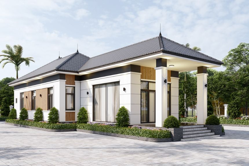 Mẫu thiết kế biệt thự vườn mini 1 tầng hiện đại