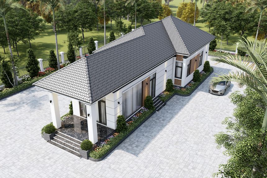 biệt thự sân vườn mini 1 tầng hiện đại