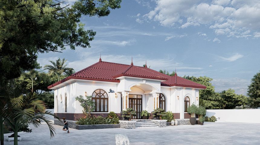 Thiết kế biệt thự vườn 1 tầng mái Nhật