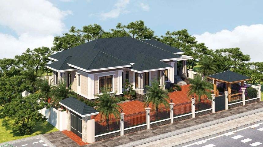 biệt thự một tầng mái nhật