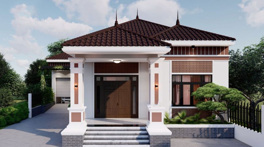 villa nhà vườn 1 tầng 4 phòng ngủ