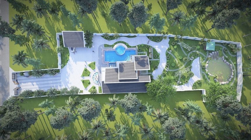 mẫu thiết kế biệt thự vườn 1 tầng hiện đại 300m2