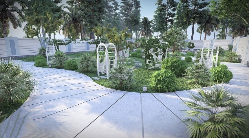 biệt thự vườn 1 tầng hiện đại 300m2