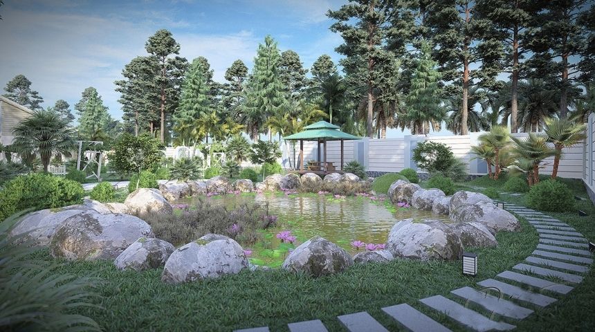 biệt thự vườn 1 tầng hiện đại 300m2 đẹp