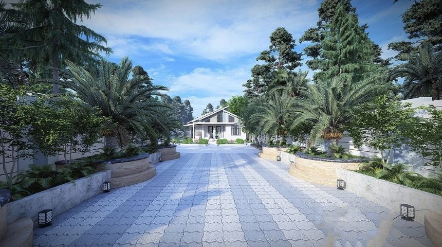 biệt thự vườn 1 tầng hiện đại 300m2