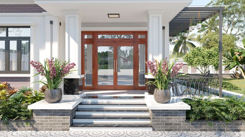 biệt thự sân vườn 1 tầng mái Nhật
