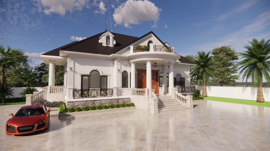 thiết kế biệt thự nghỉ dưỡng 1 tầng đẹp