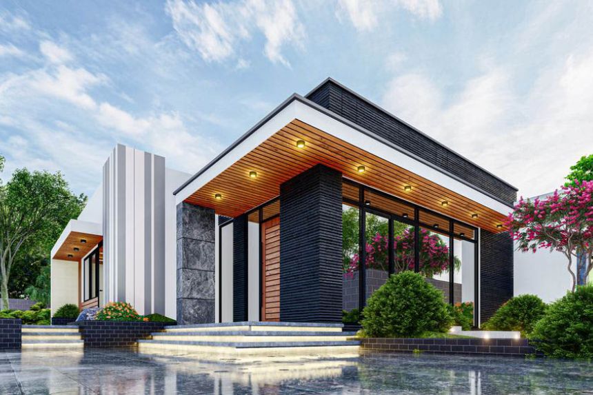  biệt thự vườn 1 tầng 3 phòng ngủ mái bằng đẹp