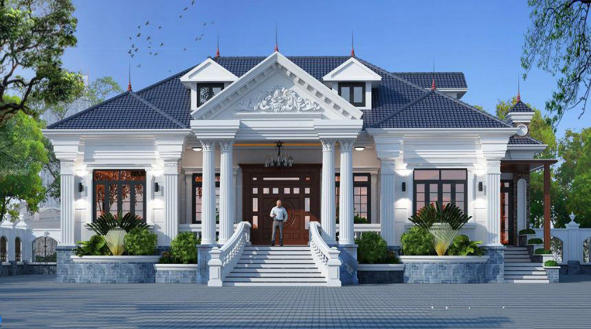 Mẫu thiết kế biệt thự vườn 1 tầng mái Nhật